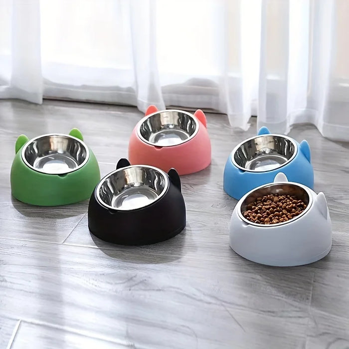 Cat Bowl Stainless Steel Cat Feeder Bowl with Non Slip Base Cat Food Water Feeder Tilted Pet Bowl Dogs Feeder Product Supplies