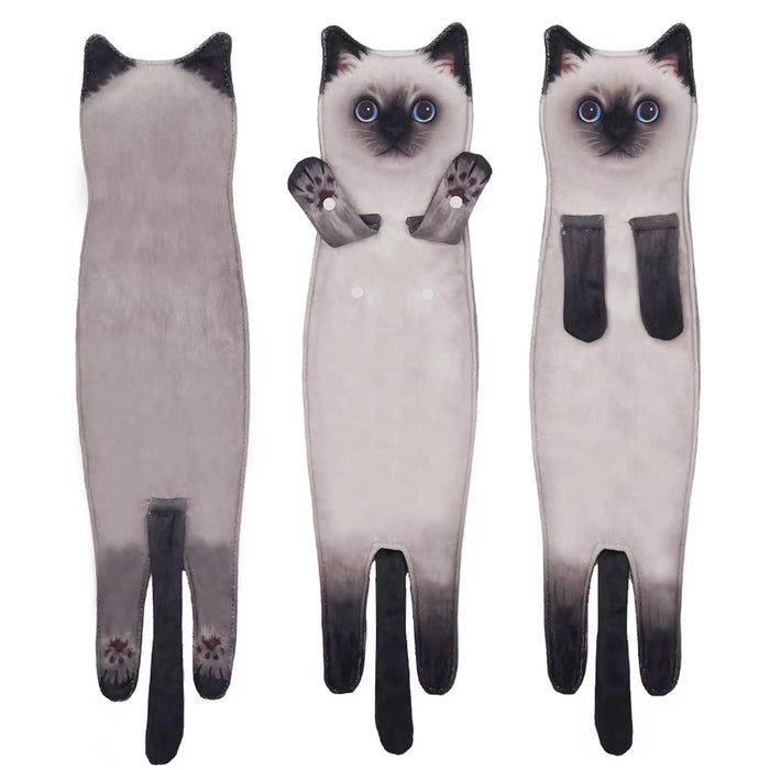 funny Cat Hand Towels Kitchen Bathroom Hand Towel Ball with Hanging Loops Quick Dry Soft Absorbent Microfiber creative Towels