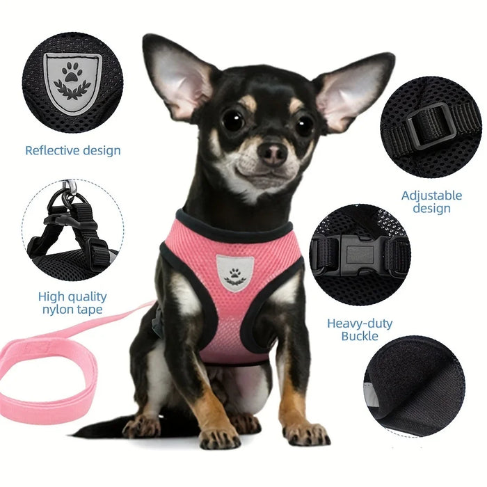 Cat Harness Adjustable, Escape-Proof Breathable Mesh with Reflective Vest  5-Foot Leash - Safe, Durable Outdoor Adventures