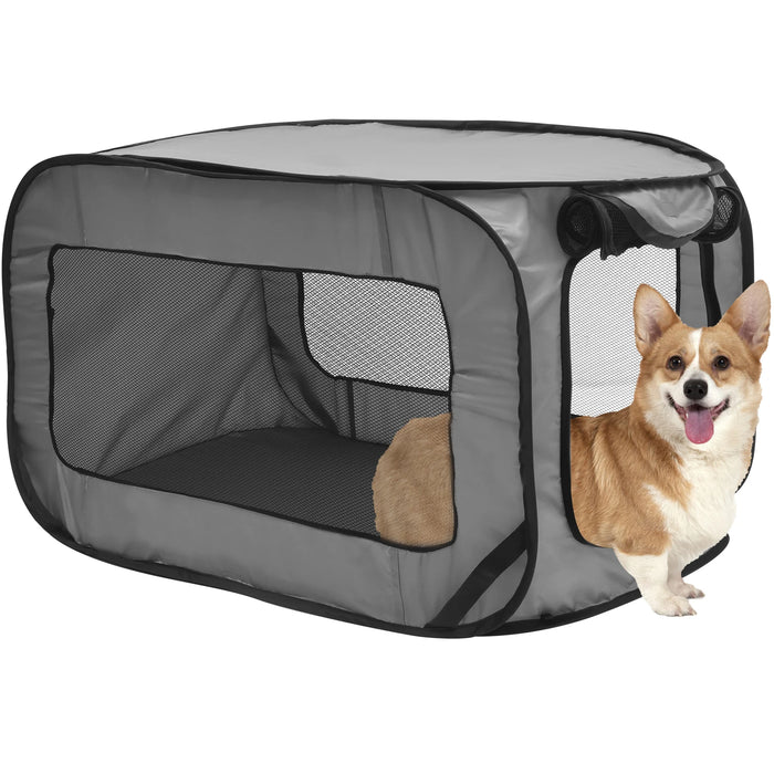 Dog Travel Crate Portable Pop Up Dog Crate with Zipper Mesh Door Foldable Small Dog Seat Kennel for Indoor Outdoor Puppy Cat