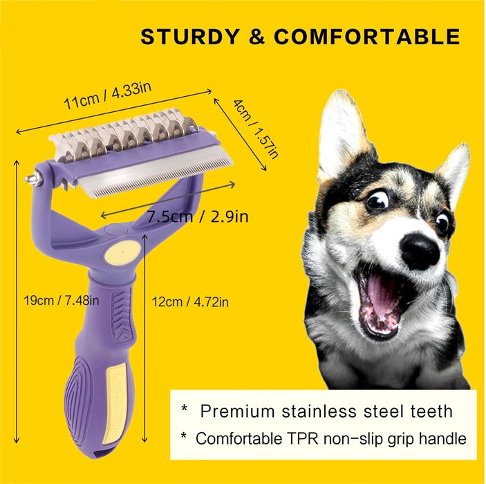 Dog Grooming Brush, Dematting Comb for Dogs Cats  Undercoat Rake for Thick Hair Pets Hair Removal Comb Pet Grooming Rake