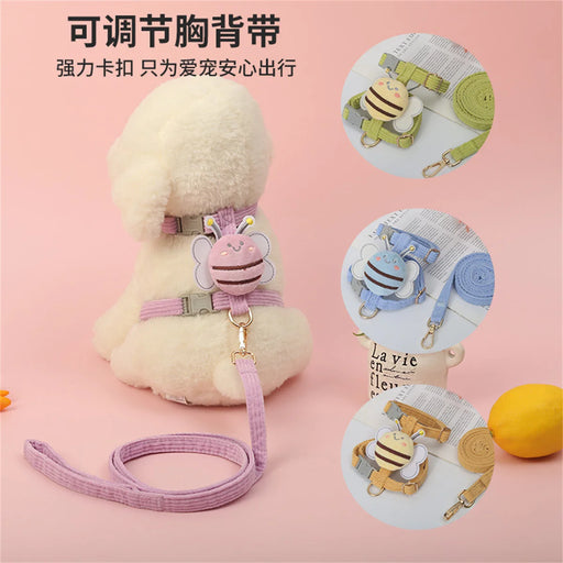 Pet harness and leash set, adjustable, comfortable and breathable, suitable for cats and small dogs