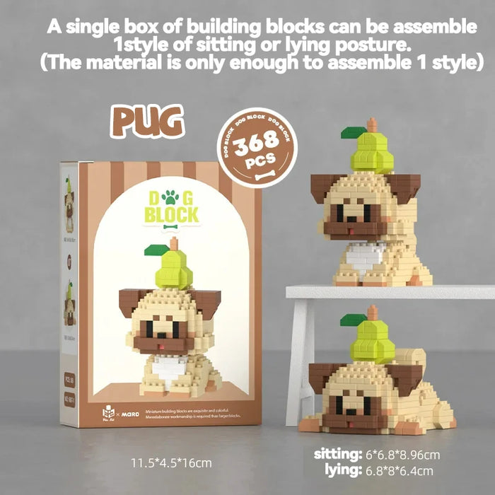 Cute Dog Building Blocks Puppy Pet Model Animal Diy Assemble Bricks Set Poodle Corgi Husky Cartoon Table Decor Gift for Kids