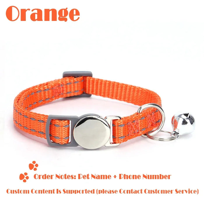 Personalized Cat Collar Pet ID Tag Name Custom Free Engraved ID Nameplate Kitten Puppy Anti-lost Nametag Safety Buckle Necklace