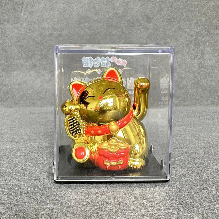 Mini Wealth Waving Hand Cat Chinese Lucky Cat Cartoon Ornament Cute Waving Arm Beckoning Fortune Cat for Car Home Office Decor