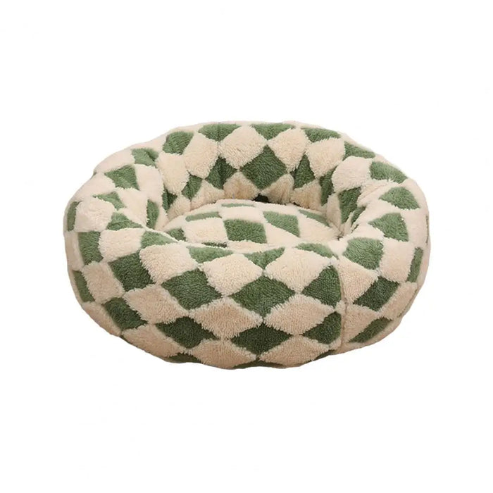 Round Dog Bed with Raised Edges Plush Round Donut Cat Nest with Anti-slip Bottom Cozy Pet Bed for Small Dogs for Warmth for Cats