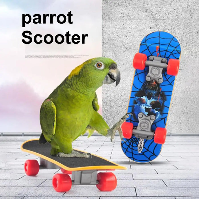 Bird Playtime Accessory Flexible Wheel Parrot Scooter Mini Skateboard Toy for Budgies Parakeets Fun Bird Training Accessories