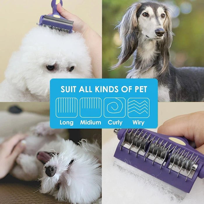 Dog Grooming Brush, Dematting Comb for Dogs Cats  Undercoat Rake for Thick Hair Pets Hair Removal Comb Pet Grooming Rake