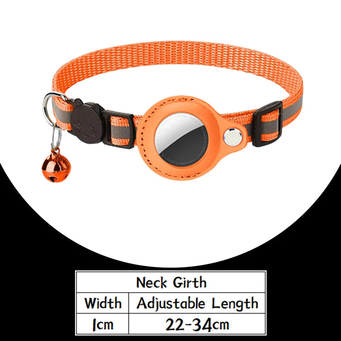 Airtag Cat Collar Anti Lost Safety Breakaway Reflective Cat Collars with Bell Airtag Holder Case for Kitten Cat Accessories