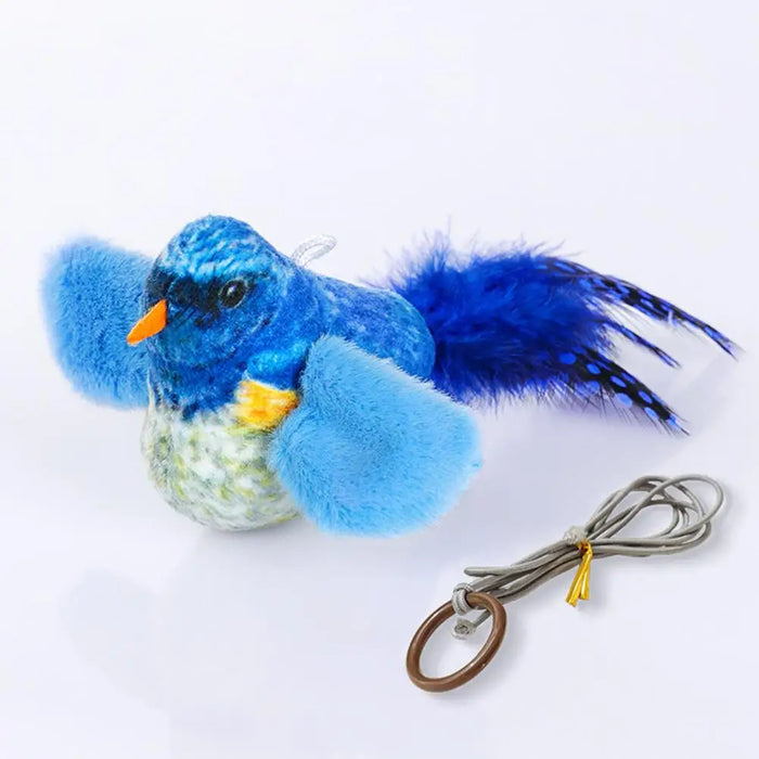 Chirping Bird Cat Toy Interactive Flapping Wings Plush Bird Toy Battery Operated Stimulate Animal Kitten Toy