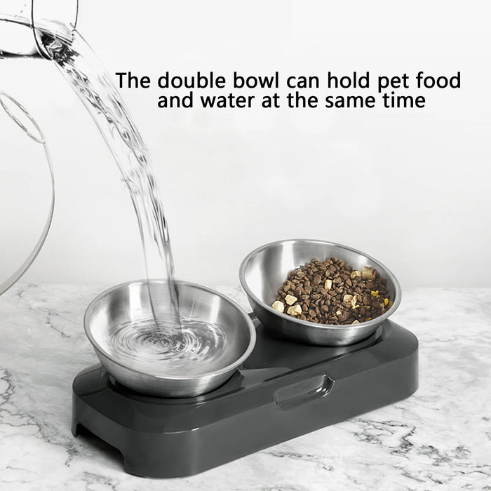 Cat Bowl Lovely Creative Inclined Kitten Puppy Food Feeding Bowls Stainless Steel Cats Drinking Feeder Pet Dogs Cats Feeders