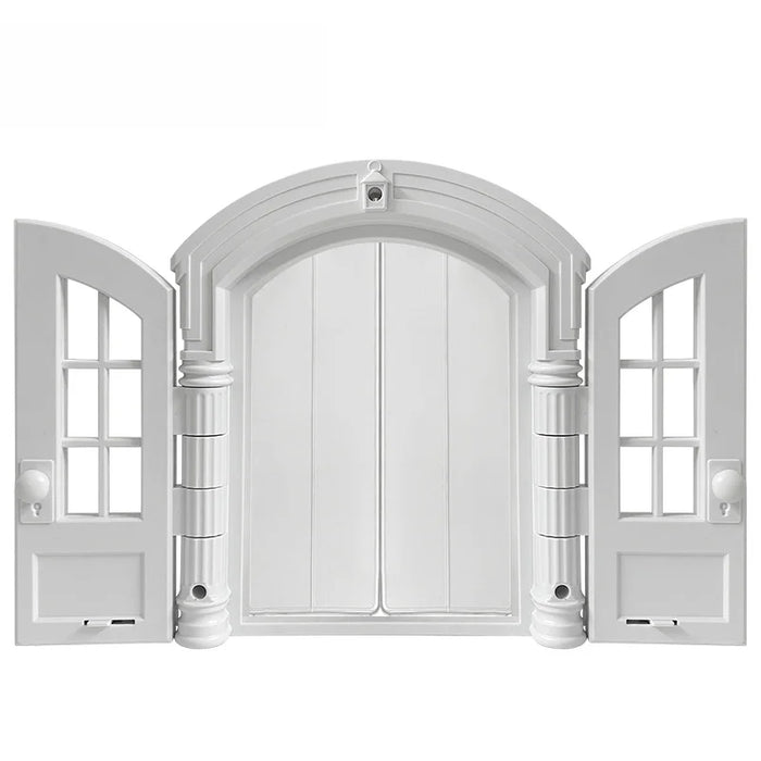 French Cat Door French Pet Free Entry and Exit Double Door ABS Cat Door Dog Door Hole with Door Curtain Cat Door