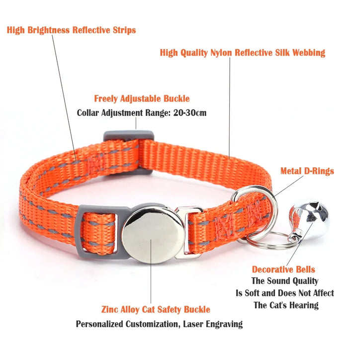 Personalized Cat Collar Pet ID Tag Name Custom Free Engraved ID Nameplate Kitten Puppy Anti-lost Nametag Safety Buckle Necklace