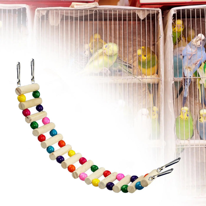 Bird Ladder Pet Climbing Bird Wooden Ladder Bridge Bird Perch Stand Toy Pet Bird Cage Accessories for Finches Budgie Canary