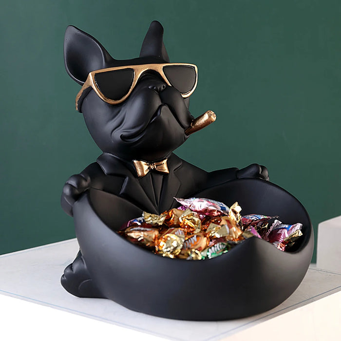 Home Decor Bulldog Figurine Dog Statue Storage Box Animal Figurines Resin Cool Dog Sculpture Tray Home Puppy Sculpture