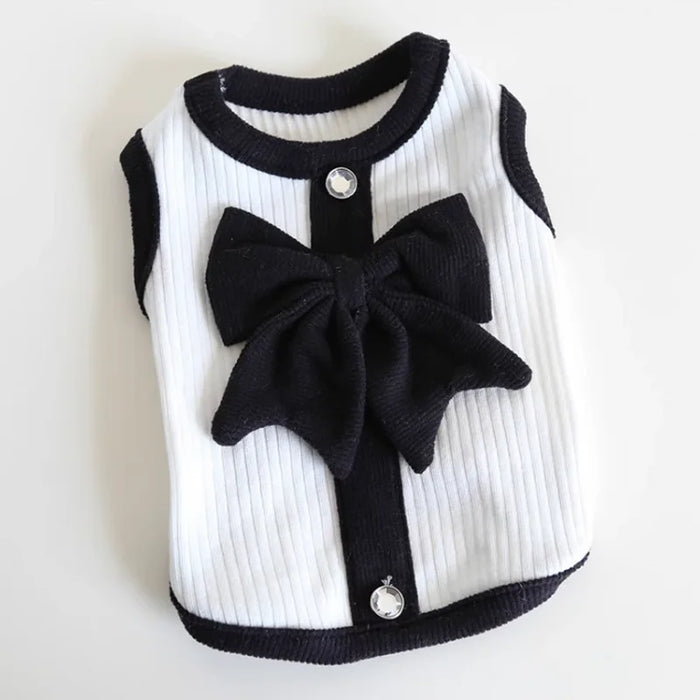 Dog Clothes for Small Dogs Summer Dog T-Shirt Pet Dog Skirt Black White Retro Dresses Puppy Costume Chihuahua Bichon Clothing