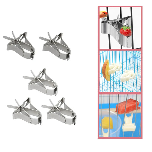 5pcs Birds Food Holder Pet Parrot Feeding Fruit Vegtable Clip Feeder Device Pin Clamp Durable Household Supplies Bird Cage