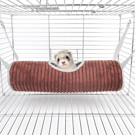 Ferret pet cylindrical hammock sleeping nest for winter warmth, hamster tunnel plush nest