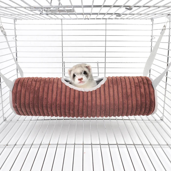 Ferret pet cylindrical hammock sleeping nest for winter warmth, hamster tunnel plush nest