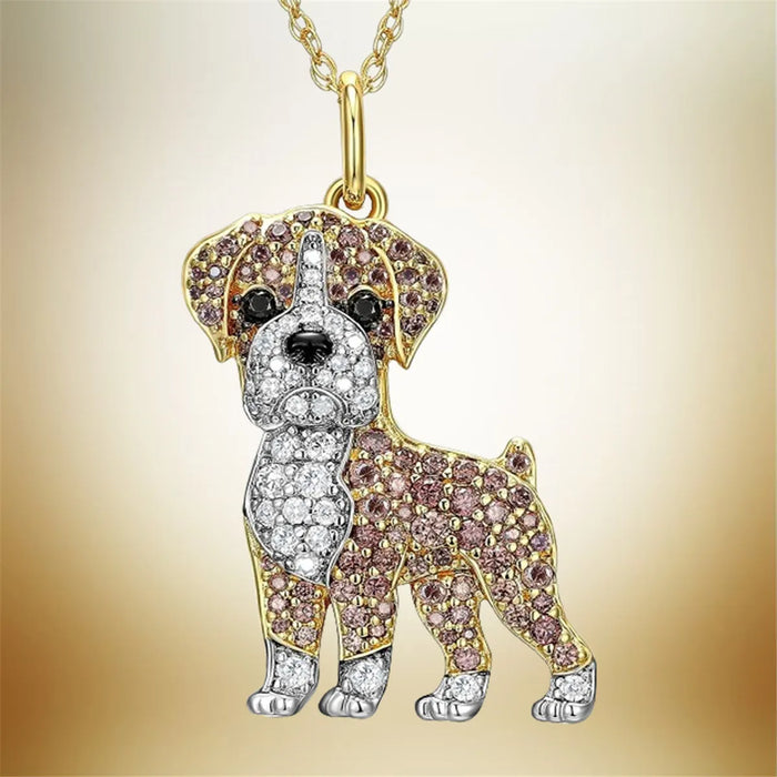 Delicate cute boxing dog pendant Necklace Women's elegant pet puppy jewelry Animal accessories Gift for dog lovers