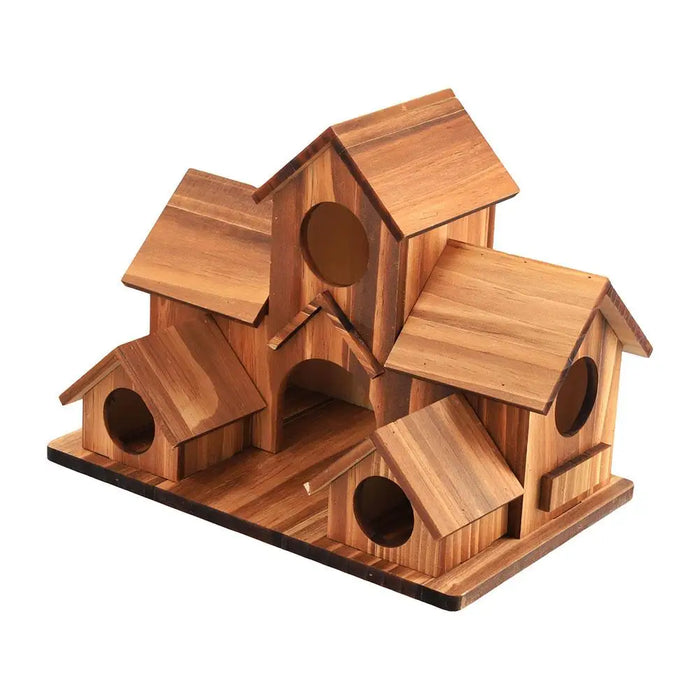 5 Hole Bird Houses Outdoor for 5 Bird Families Bluebird Finch Cardinals Natural Wood Hanging Birdhouse Garden Decoration X7E3