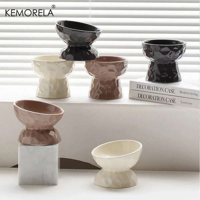 Cat Ceramic Bowl Gradient Pet Food Water Feeders Small Dogs Drinking Eating Supplies Raised Tilted Cats Puppy Feeding Supplies