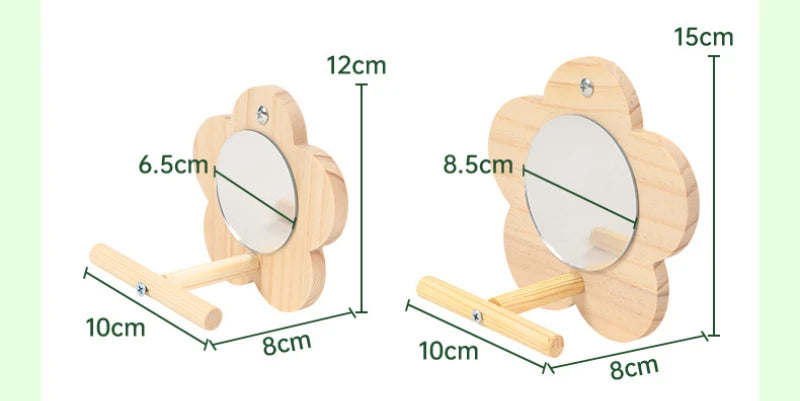 Bird Mirror Wooden Interactive Play Toy With Perch For Small Parrot Budgies Parakeet Cockatiel Conure Lovebird Cage Accessories