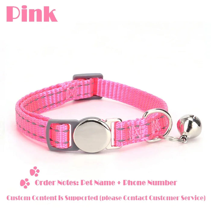 Personalized Cat Collar Pet ID Tag Name Custom Free Engraved ID Nameplate Kitten Puppy Anti-lost Nametag Safety Buckle Necklace