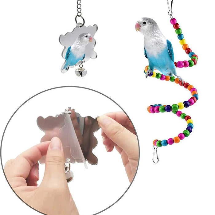 7PCS  Parrot Toy Bird Cage Accessories Bird Accessories Stair Mirror Swing Bell Bird Toy