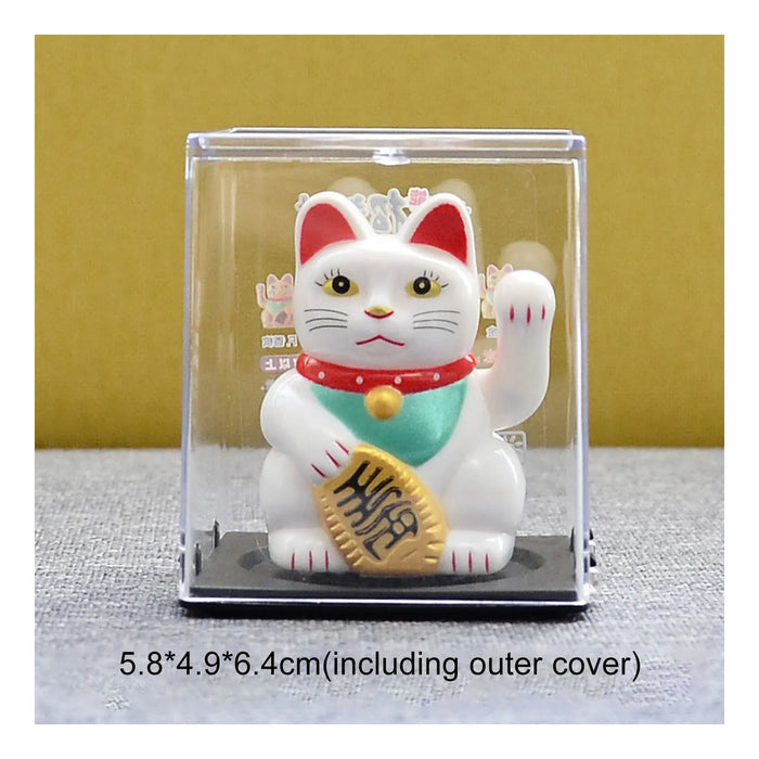 Mini Wealth Waving Hand Cat Chinese Lucky Cat Cartoon Ornament Cute Waving Arm Beckoning Fortune Cat for Car Home Office Decor