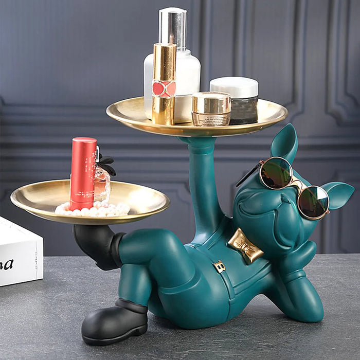 Home Decor Bulldog Figurine Dog Statue Storage Box Animal Figurines Resin Cool Dog Sculpture Tray Home Puppy Sculpture