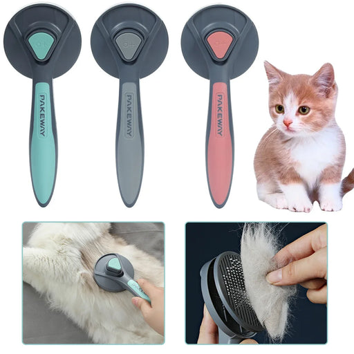 Shedding Groom One Key Dog Hair Self Cleaning Comb Special Pin Needle Massage Cleaner Pet Brush for Dog Cat Animal Fur Tools