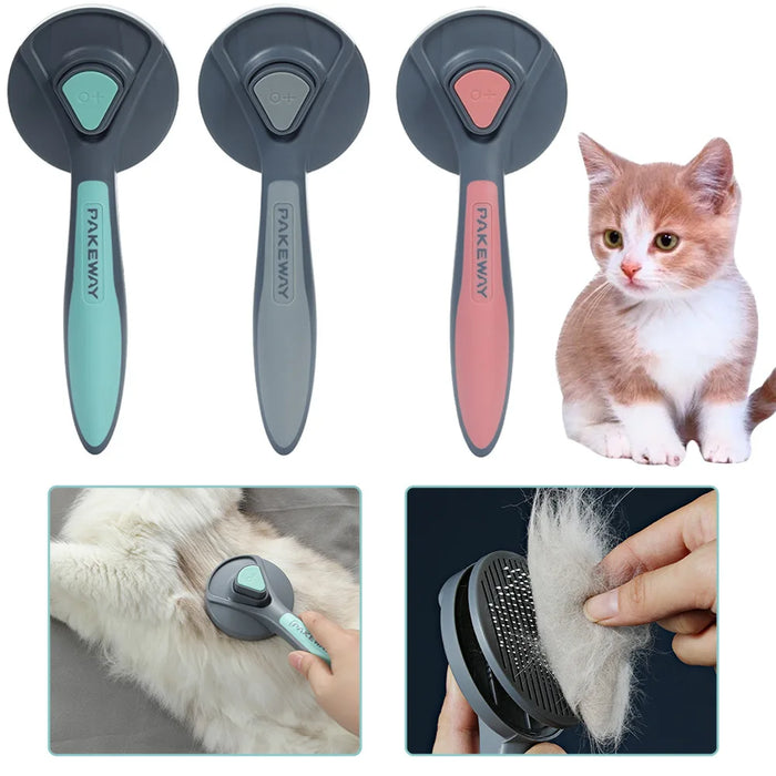 Shedding Groom One Key Dog Hair Self Cleaning Comb Special Pin Needle Massage Cleaner Pet Brush for Dog Cat Animal Fur Tools