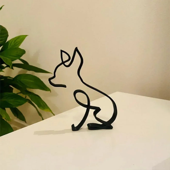 Dog Cat Minimalist Art Sculpture Decor Gift Metal Decor Modern Home Office Accessories Animal Shape Ornament Dropshipping