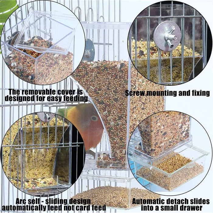 Pet Bird Prevention Splash Food Container Parrot Hanging Automatic Feeder Bird Feeder Starling Indoor Outdoor Garden Birds Cage