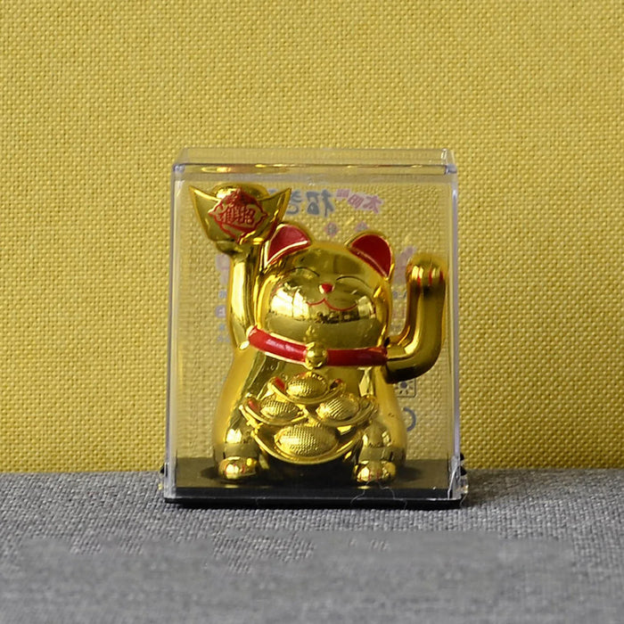 Mini Wealth Waving Hand Cat Chinese Lucky Cat Cartoon Ornament Cute Waving Arm Beckoning Fortune Cat for Car Home Office Decor