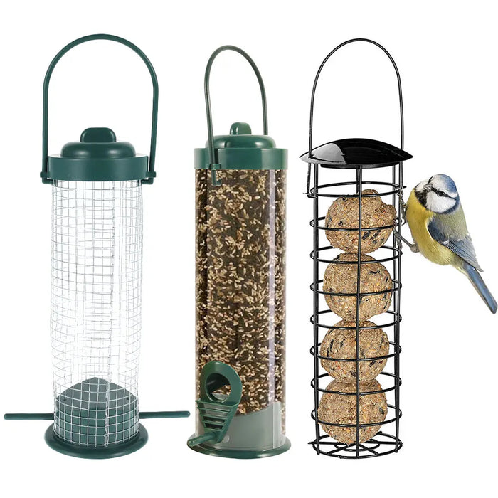 3PCS Wild Bird Feeder House Transparent Hanging Bird FeederGarden Patio Yard Feeding Station Pet Bird Supplies  Seed  Dispenser