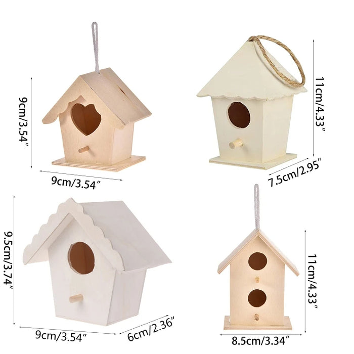 367A Wooden Bird Houses Bluebirds Home Small Bird House for Outside Garden Unfinished Bird Houses to Paint for Bird Watching